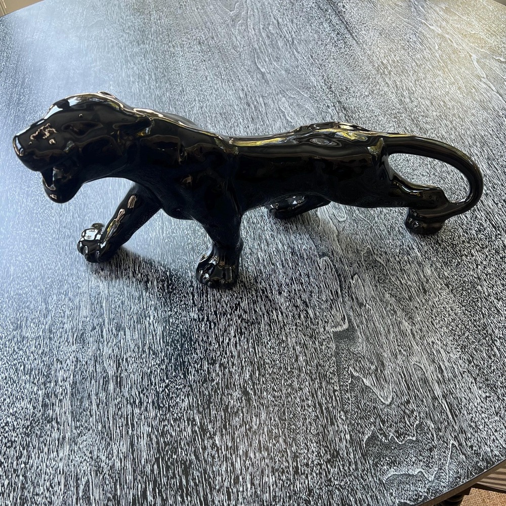 Vintage MCM Stalking Black Panther Figure Glossy 22in
